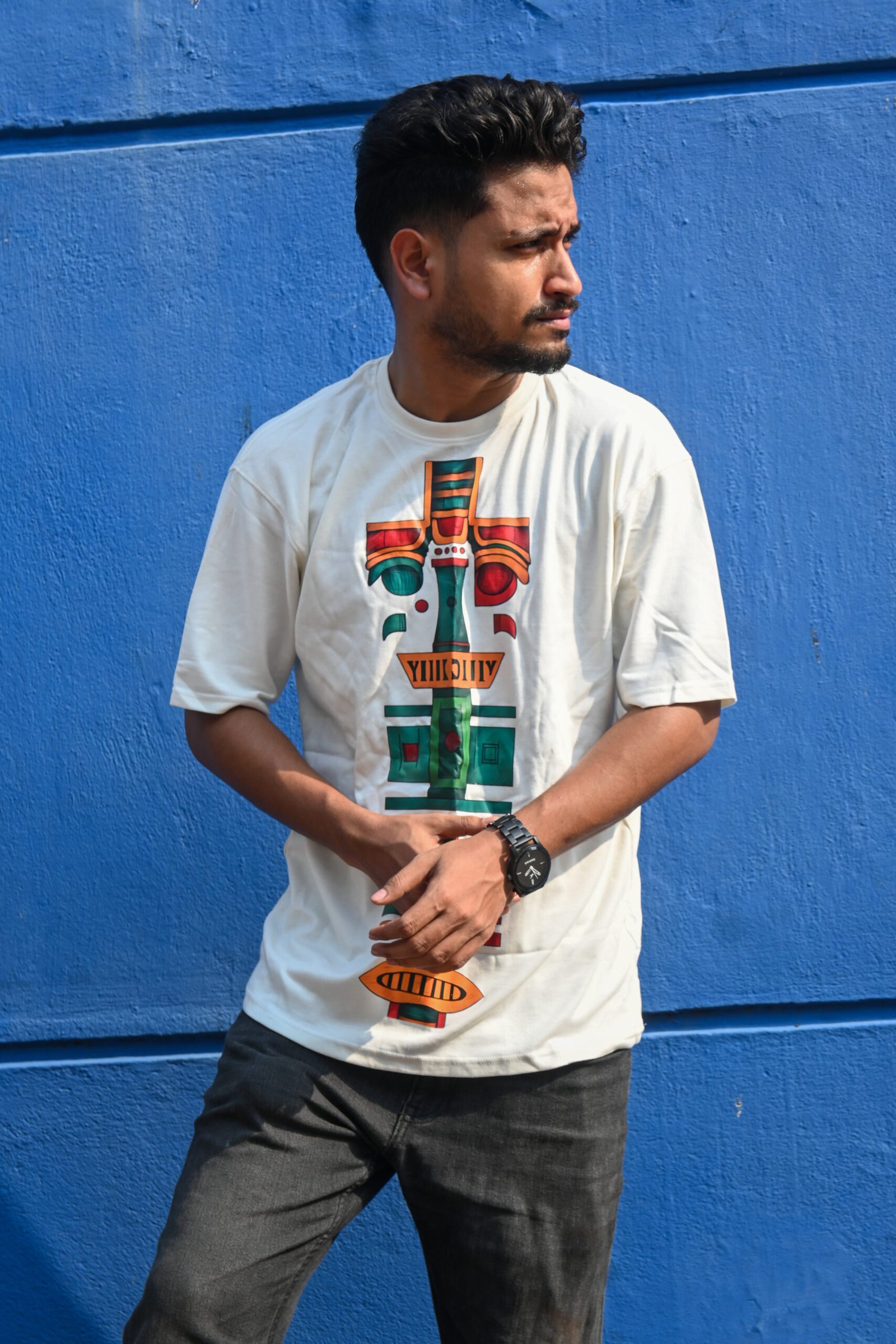 Mayan Art Oversized Cotton T-Shirt - Image 3