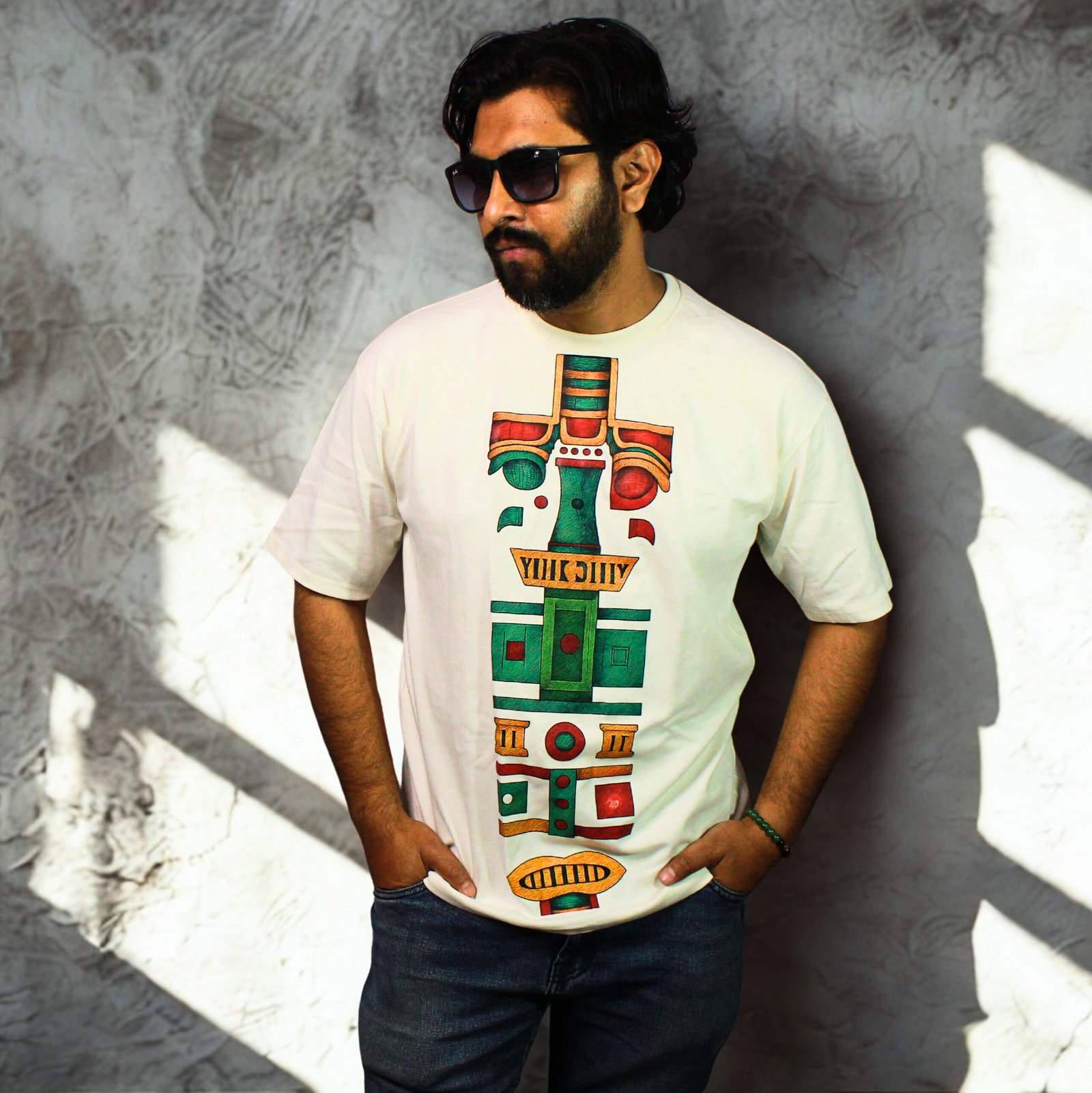 Mayan Art Oversized Cotton T-Shirt