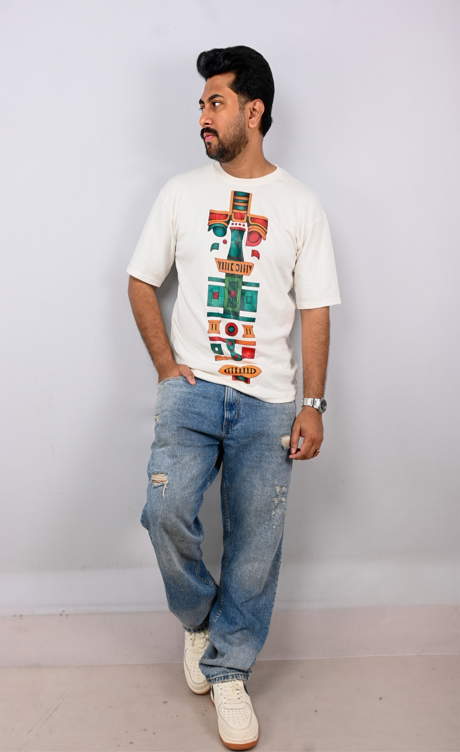 Mayan Art Oversized Cotton T-Shirt - Image 2